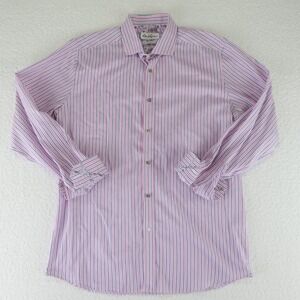 Robert‎ Graham X Flip Cuff Button Up Dress Shirt Mens 43/17 Pink Purple Cotton